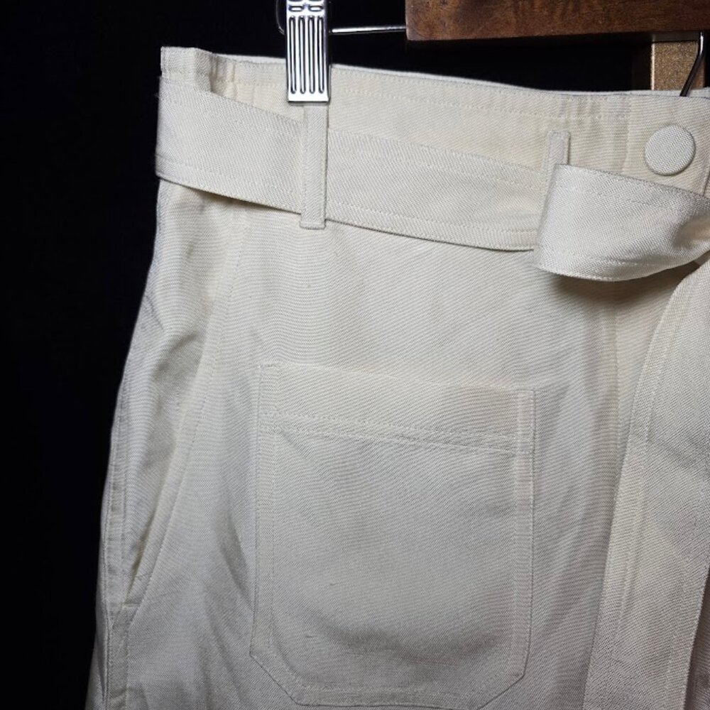 NWT Helmut Lang Duppioni Cargo Silk Bermuda Short in Ivory 6 - Picture 2 of 16